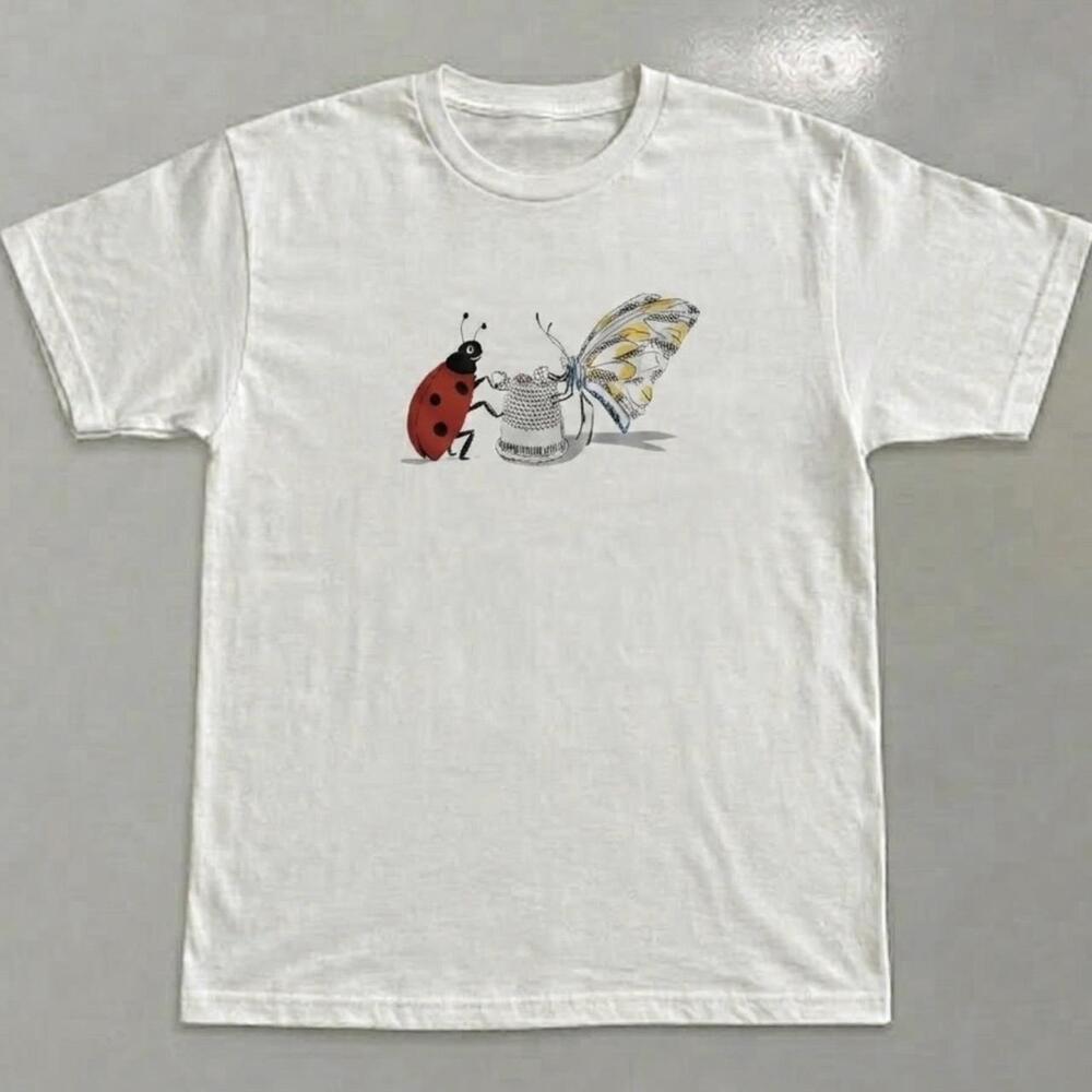 Ladybug And Butterfly White T-Shirt